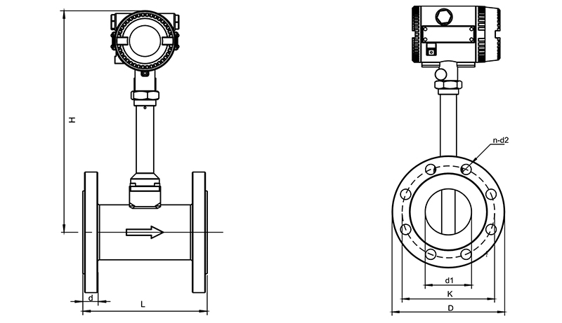 flange type vortex flowmeter